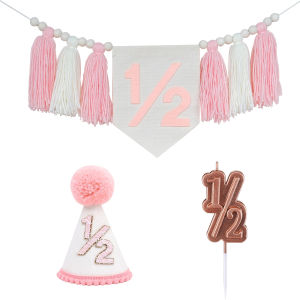 Half Birthday Decorations 6 Month Birthday Chair Banner for Boy Girls Birthday Party Decorations Wall Decor
