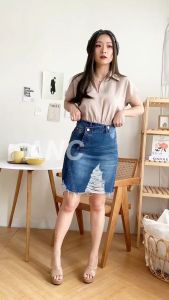 Rok Jeans Wanita Terbaru: Rok Pendek & Midi