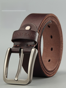 Handmade Leather Belt Mens Casual Fashion Belt Top Layer Cowhide Vintage Buckle Waist Belt for Men Leisure Trendy Belt