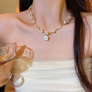 Ánh sáng sang trọng Pháp Tính khí đa năng cổ điển Camellia Vòng cổ trang sức kỳ nghỉ