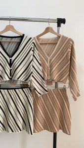 SET6990 Laura Diagonal Stripes Set Top & Skirt