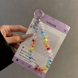 สร้อยคอคริสตัลสีรุ้ง DIY ทำมือ สร้อยคอกระเป๋า หัวเข็มขัดกุญแจรถยนต์ สำหรับผู้หญิง ชิ้นส่วนโทรศัพท์มือถือ เครื่องประดับโทรศัพท์มือถือ