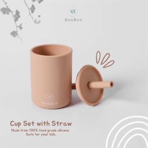 Benben Silicone Cup Set with Straw - Cangkir Bayi