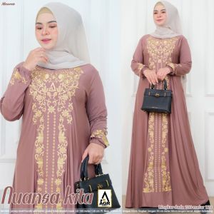 LESTARIJAYA Gamis Jersey Jumbo Kombinasi Bordir Timbul Bigsize XL XXL XXXL LD 100 110 120 130
