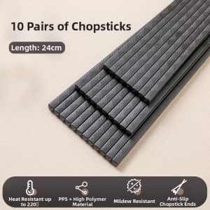 Suncha | Anti-slip and Mold-resistant Aluminum Alloy Chopsticks 10 Pairs