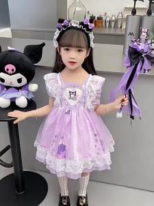 Alimy Tune Girls' Summer Suspension Princess Dress: Kawaii Kuromi Anime Sanrios Cartoon Sweet Girly Heart Cute Lolita Tutu Dress