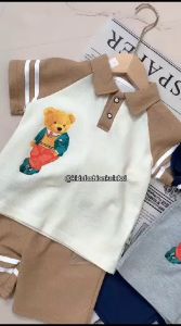 Setelan Anak Laki-Laki Kerah Polo Motif Beruang