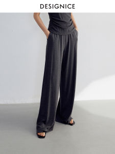 Designice Commuter Style High Waist Wide Leg Casual Pants Womens Grey Drapey Comfortable Spring Autumn New Arrival