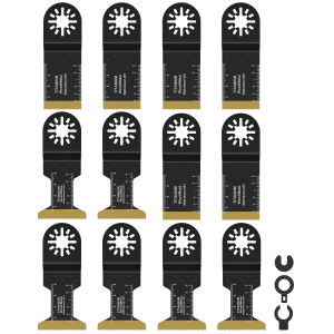 12Pcs Titanium Oscillating Saw Blades Set 1.34/1.73inch Multipurpose Bi-Metal Oscillating Multitool Blades Wear-Resistant