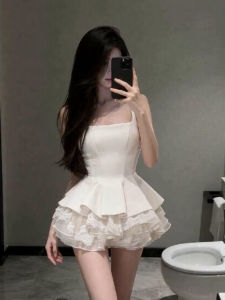 CHANGTONG | Short Height Fitted Flared Strappy Dress Sweet Gentle Style