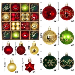 44Pcs 3/6CM Christmas Ball Merry Christmas Tree Topper Decoration for Home Decor Holiday New Year 2026 Navidad Gifts Supplies