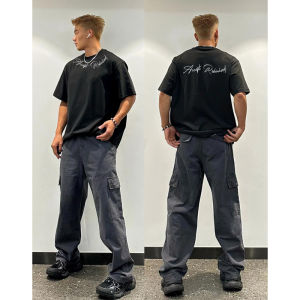 Áo Thun Tay Ngắn Cotton Phong Cách Mỹ Cho Nam Mùa Hè Cổ Tròn in Họa Tiết Thường Ngày Thoáng Khí Thoải Mái