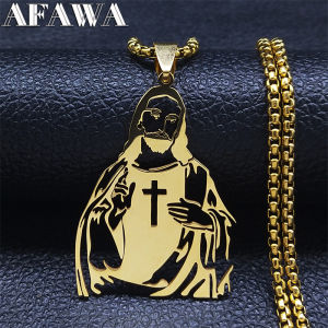 Stainless Steel Catholic Jesus Cross Necklaces Women/Men Gold Color Pendants Necklaces Jewelry collar acero inoxidable N7022S02