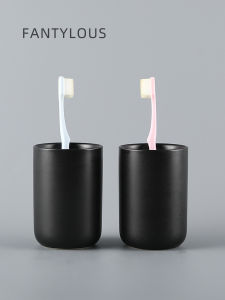 Japanese Style Ceramic Toothbrush Cup Set Black Fog Bathroom Wash Cup Brush Holder Home Hotel Use Simple Design Toilet Kit