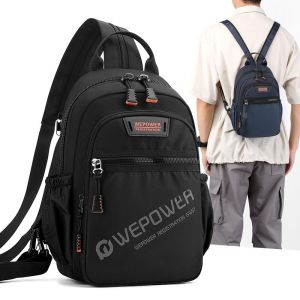Casual Sports Mens Crossbody Bag Chest Bag Double Shoulder Bag Trendy Leisure Fashion HaoShuai Brand Oxford Cloth Zipper Closure