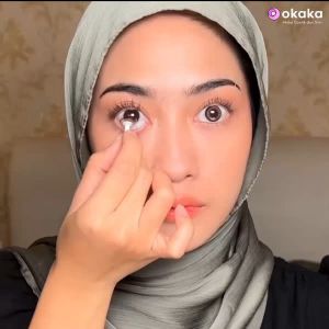 (0.00~-4.00) OKAKA Softlens Big Eyes Series Minus Diameter 14.5mm Eye ContactLens SoftlensBrown Gray