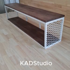 💥ไม้แท้💥 A4 ชั้นวางของติดผนัง KADStudio แนวลอฟท์ เหล็กสีขาว ด้านบนและล่างเป็นแผ่นไม้สีโอ๊ค ด้านข้างเป็นตะแกรงฉีก