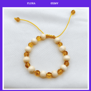 FLORA 0536V - Vòng dâu tằm mix hổ phách dành cho bé