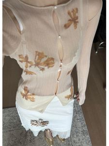 Fashionable Long Sleeve Knitted Open Cardigan Womens Style Hollow out Print High Quality French Elegant Design Slim Fit Top