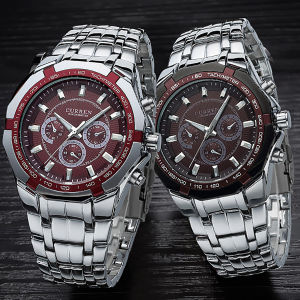 Quartz Watch For Men Fashion Stainless Steel Wristwatch Business fashion mens precision quartz watch three-eye fake wristwatch