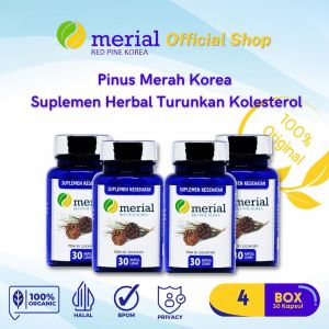 Merial Red Pine Korea 4 BOX - Isi 30 Kapsul / Hancurkan Plak Kolesterol / Atasi Hipertensi