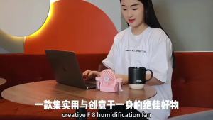 Dual spray desktop fan humidifier two in one USB portable digital display water supplement spray fan four gear 1200mah