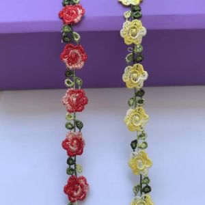 2m/6.56ft Each Pack 2.0CM Wide Embroidery Laces Trims Flower Red Leaf Curtain Hat Sew Accessory handmade DIY Craft Decoration