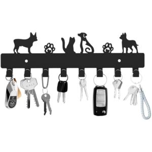 GTK 8-Hook Dog & Cat Key Holder Wall Mounted Decorative Key Rack for Entryway