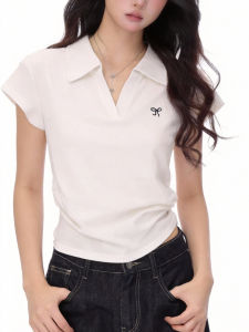 QINGNAER | Unique Plus Size POLO Collar Tapered Waist Womens Shirt