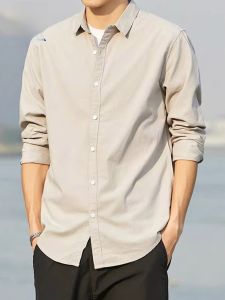 ROMON | Lormen Pure Cotton Long Sleeve Shirt Mens Spring Autumn New No Ironing Casual Workwear Summer Shirt Jacket Standard Fit Youth Popular