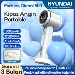 Hyundai Kipas Angin Genggam Mini Portable Rechargeable Fan 3000mAh 100-Speed Karakter LED Display