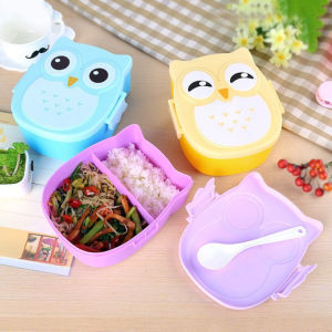 Owl Shaped Childrens Lunch Box Cartoon Cute Plastic Sealed Preservation Microwave Safe Food Grade PP Irregular Shape Lunch Box