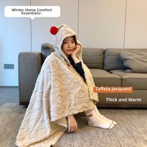 ZHIZHOU | Thick Velvet Hooded Throw Blanket