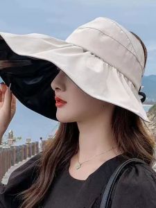 หมวกฤดูร้อนลําลองทันสมัยสําหรับผู้หญิงที่มีชายคอยาวที่บังแดดคุณลักษณะสไตล์เกาหลีป้องกันรังสียูวีแบบพับได้เหมาะสําหรับกิจกรรมกลางแจ้งและการเดินทาง