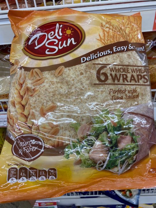 แผ่นแป้งสาลี รสธัญพืช ตรา เดลีซัน 360g 9&amp;quot;x 6 Whole Wheat Wraps Deli Sun ...