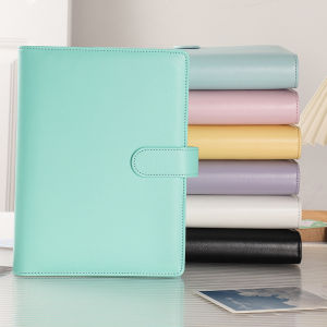 A5 Notebook Photocard Binder with 4 Pockets Sleeves 6 Ring  PU Leather Binder Loose Leaf Personal Organizer Photo Binder Book