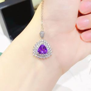 Montagne Jewelry 925 Silver Pendant Crystal Inset Design 822 Fine Jewellery Natural 7x7mm Amethyst Pendant Necklace
