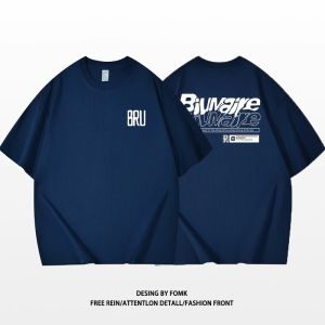 เสื้อยืดแขนสั้นผู้ชายสไตล์อเมริกัน Pure Cotton สีแดงม่วง ทรงหลวม ระบายอากาศได้ดี แฟชั่นฤดูร้อน เสื้อผ้าทำงาน