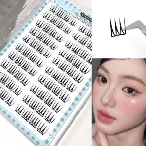 ขนตาปลอมแบบกลุ่มรูปตัวยูสไตล์เกาหลี ขนตาธรรมชาติแบบเส้นเล็กๆ ติดเองได้ ใช้ซ้ำได้ แต่งตาสไตล์การ์ตูน