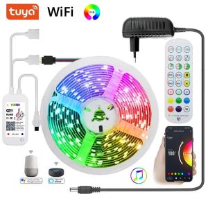 ไฟ LED แบบเส้น WiFi 5-30 เมตร 220V 110V RGB 5050 ไฟเทป ควบคุมผ่าน Alexa Bluetooth ไฟ LED RGB สำหรับตกแต่งคริสต์มาส
