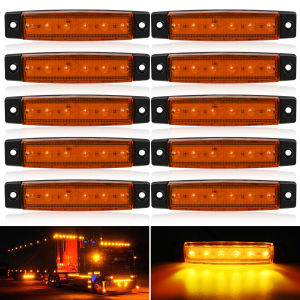 10 Đèn LED Báo Hiệu Bên Hông 12V-24V Cho Xe Tải Cabin Xe RV Rơ Moóc - Màu Hổ phách/Đỏ/Trắng/Xanh lá/Xanh Dương Chống Nước IP67