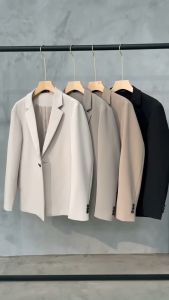 [Hot][Freeship]Áo Khoác Blazer Nam dáng Hàn Quốc form rộng dài tay  áo vest nam trẻ trung thời trang màu đen  màu trắng kem  màu ghi Bebestore