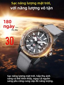 Đồng Hồ Nam Năng Lượng Mặt Trời NORTH EDGE 2025 BLAZE Vỏ Thép Không Gỉ 316 Máy Quartz Chống Nước 50M Chức Năng Bấm Giờ Hiển Thị Kỹ Thuật Số