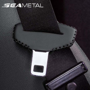 SEAMETAL Car Seat Belt Anti-collision Cover Leather Button Case Protector Cover Auto Safety Seat Belt Covers Sleeve Accessories
