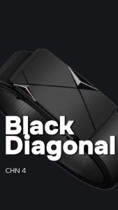 Sabuk Ikat Pinggang Pria CHN4 Black Diagonal Kulit Sintetis Gesper Besi Pria Fashion Elegant Premium