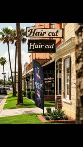 ธงปีกนกติดโปสเตอร์แบบหมุนได้สำหรับร้านตัดผมพร้อมเสาธงป้ายตกแต่งกลางแจ้งป้ายโฆษณาสำหรับร้านค้าและสตูดิโอ