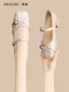 Champagne Gold Mary Jane Shoes Low Cut Single Shoe Comfortable and Chunky Heel