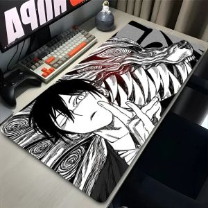 Mouse Pad Laptop Gaming Accessories Mousepad Black and White Fox Keyboard Pad PC Anime Chainsaw Man Hayakawa Aki Desk Mouse Mat