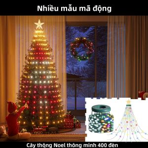 Đèn Giáng Sinh Nhiều Màu Sắc 400 LED Chống Nước Thiết Kế Thác Nước 21 Mét Có Hẹn Giờ Điều Chỉnh Độ Sáng Nhiều Chế Độ Dùng Trang Trí Ngày Lễ
