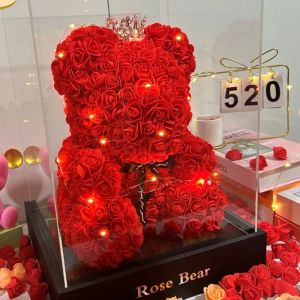 2026 Artificial Flower Eternal Rose Teddy Bear for 520 Mom Mothers Day Birthday Valentines Day Anniversary Gifts & Decorations
